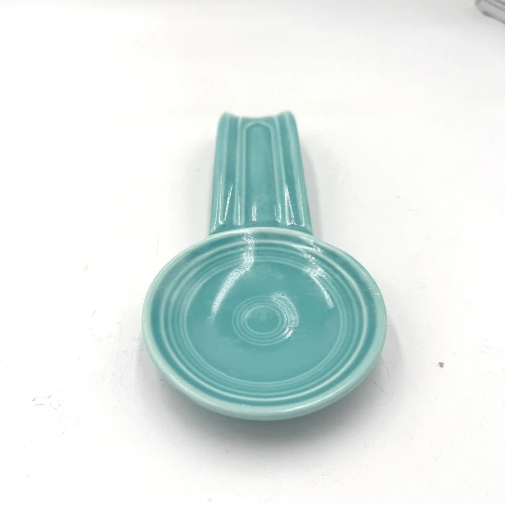 Fiesta Spoon Rest Turquoise Ceramic Kitchen Tool Teal Blue USA Made U58